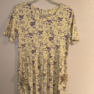 90’s Floral Yellow and Purple Dress